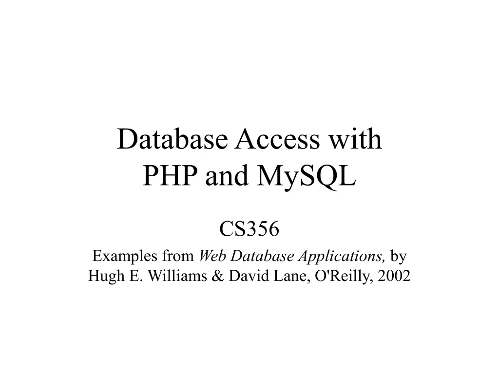 PPT - Database Access With PHP And MySQL PowerPoint Presentation, Free ...