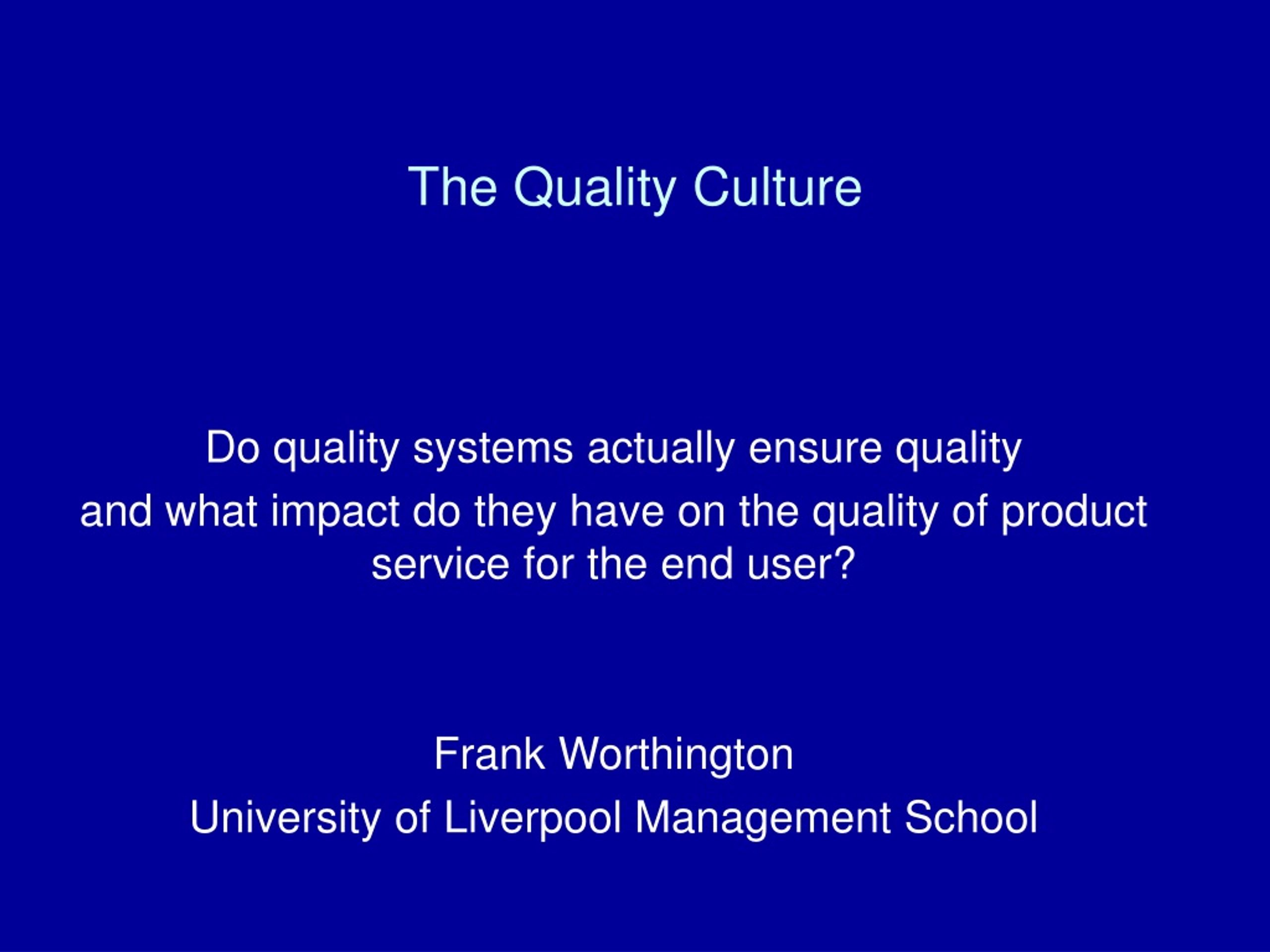 presentation on quality culture