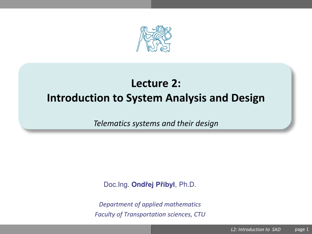 PPT - Lecture 2 : Introduction To System Analysis And Design PowerPoint ...