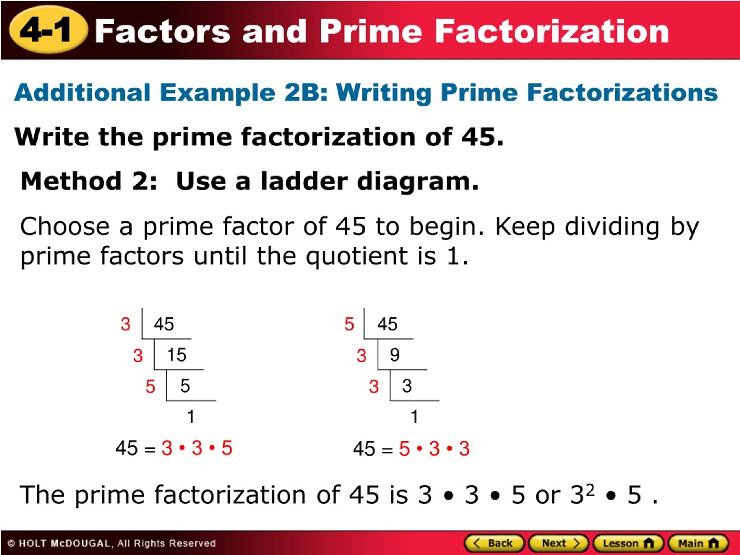 PPT - Learn to write prime factorizations of composite numbers ...