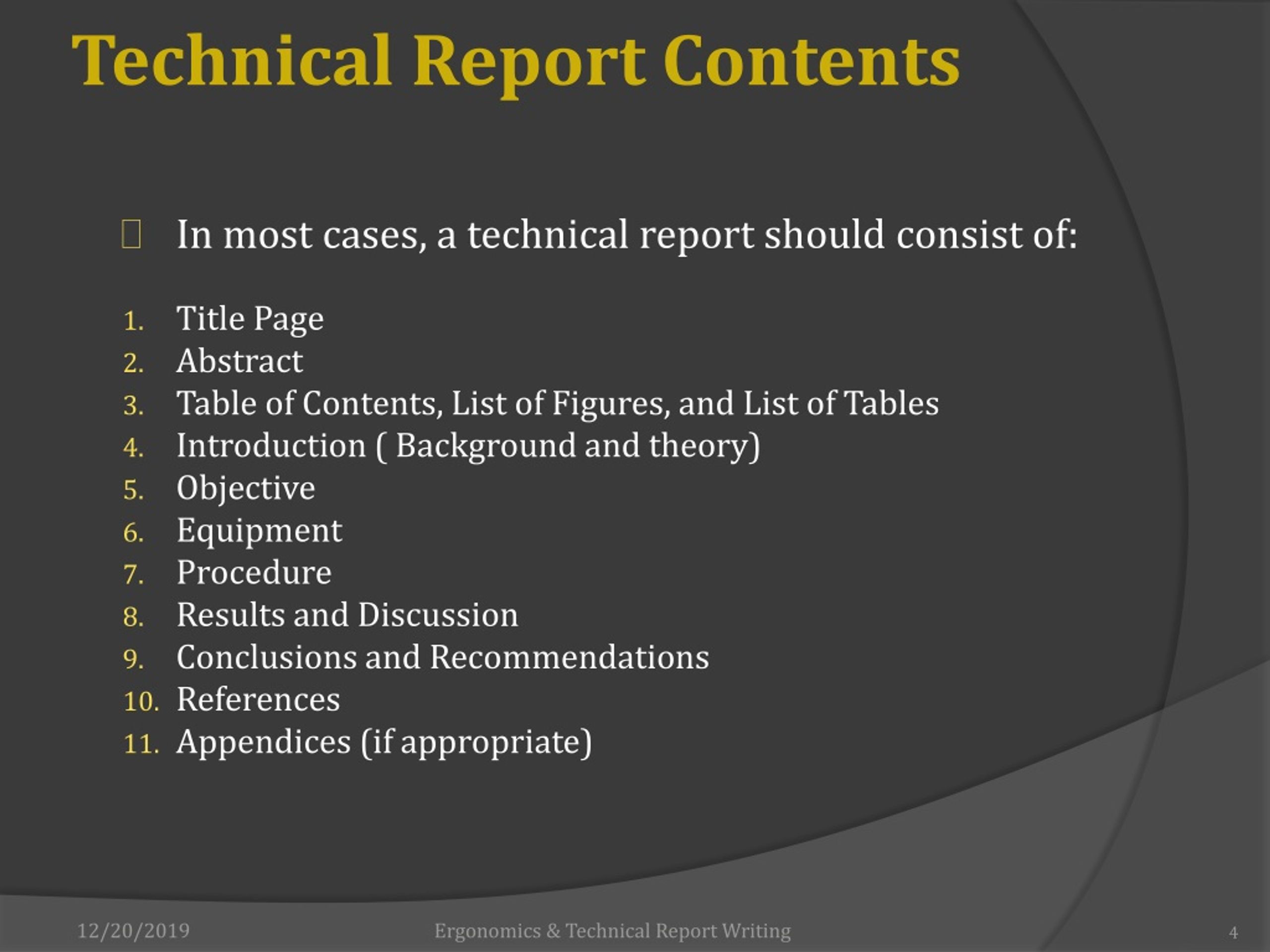 technical report presentation