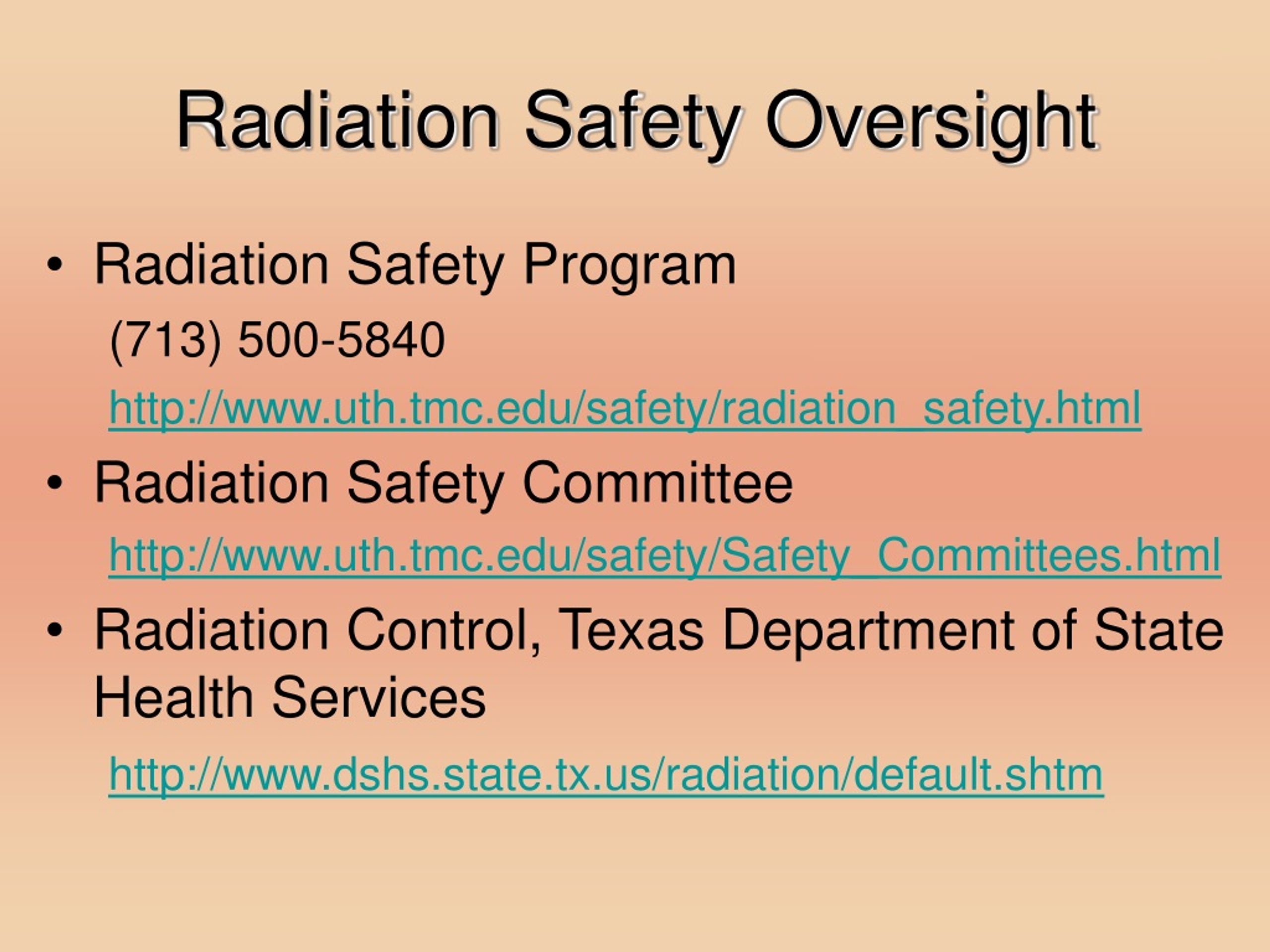 PPT Radiation Safety Program Environmental Health and Safety 713500