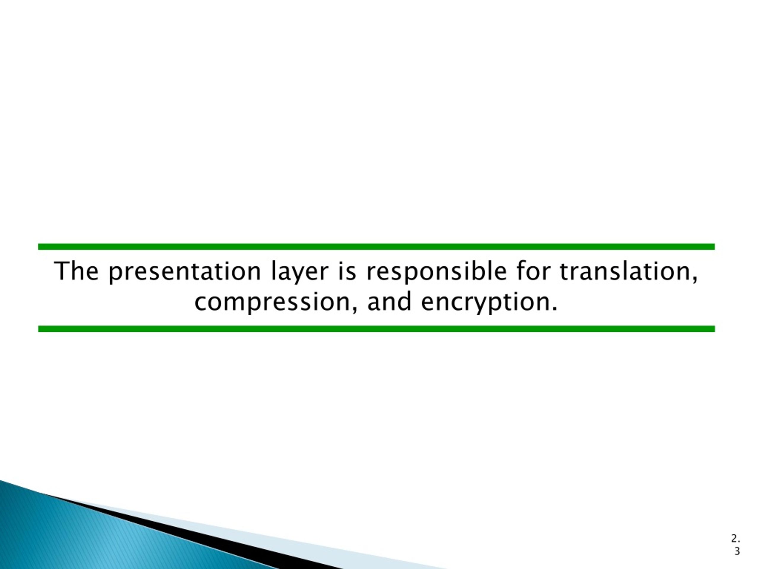 presentation layer is responsible for