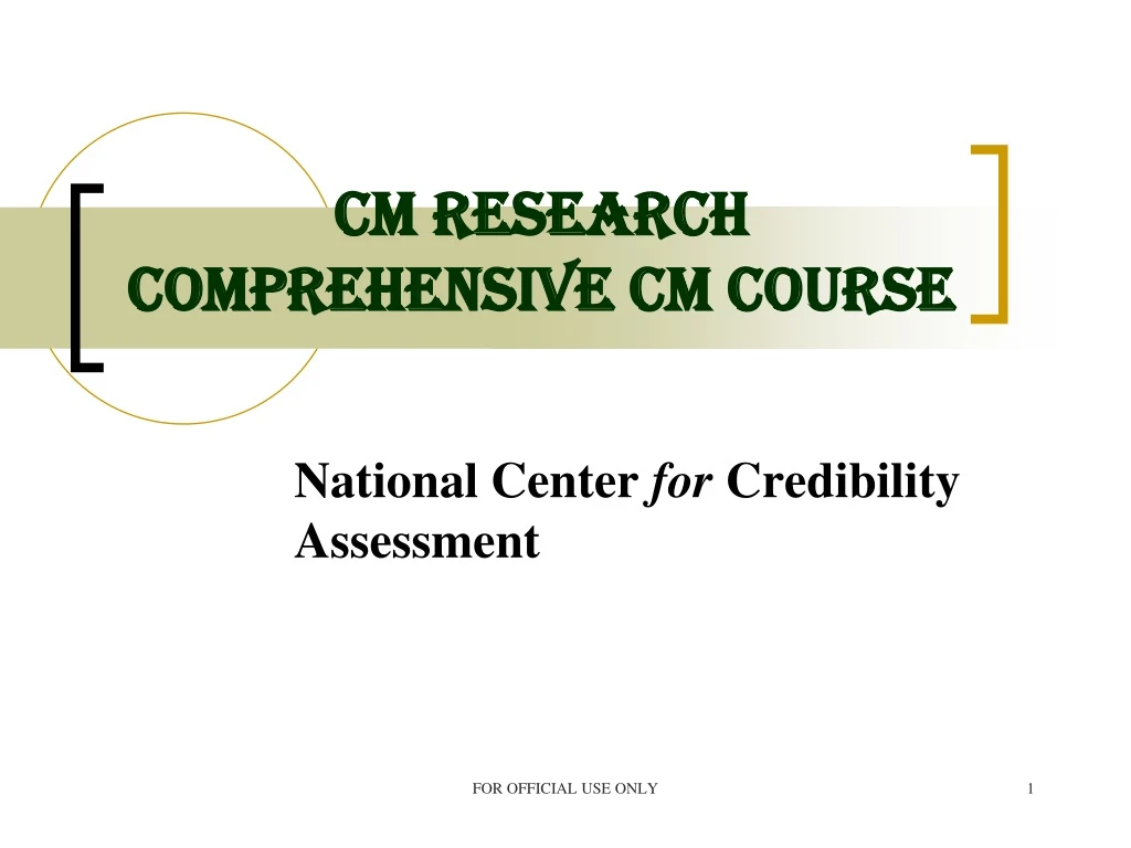 cm research comprehensive cm course n.