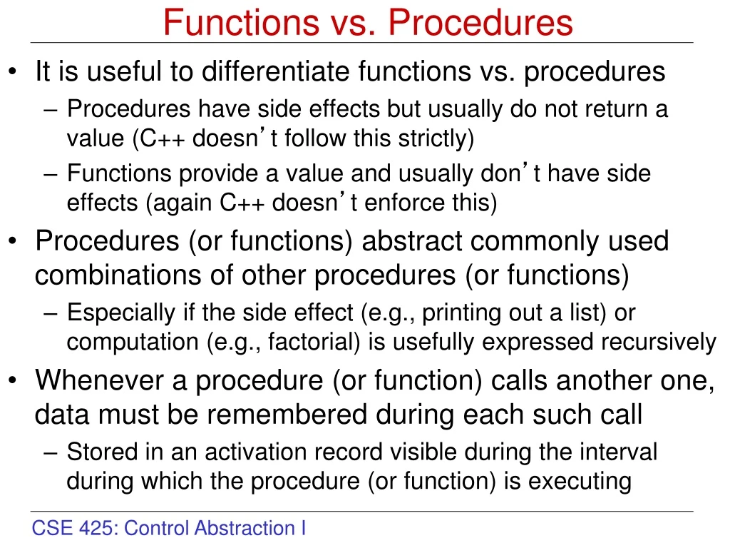 PPT - Functions vs. Procedures PowerPoint Presentation, free download ...