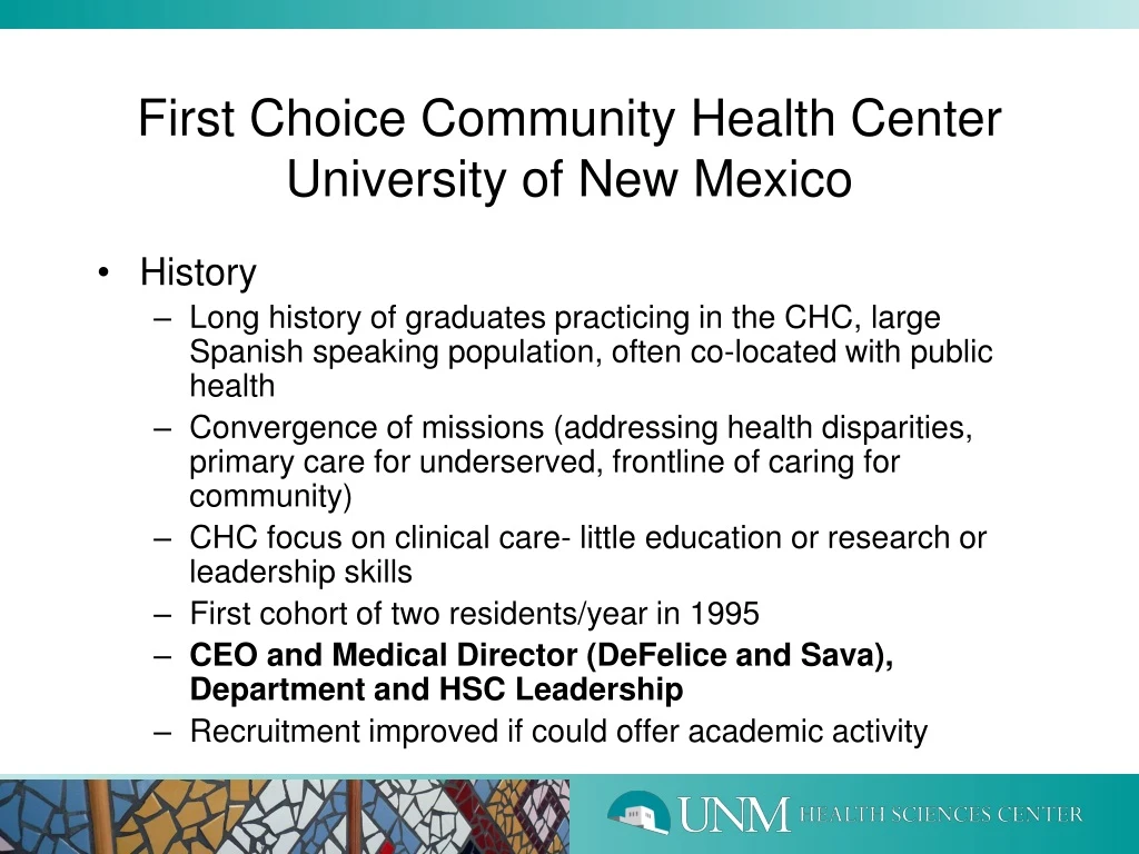 Ppt First Choice Community Health Center University Of New Mexico