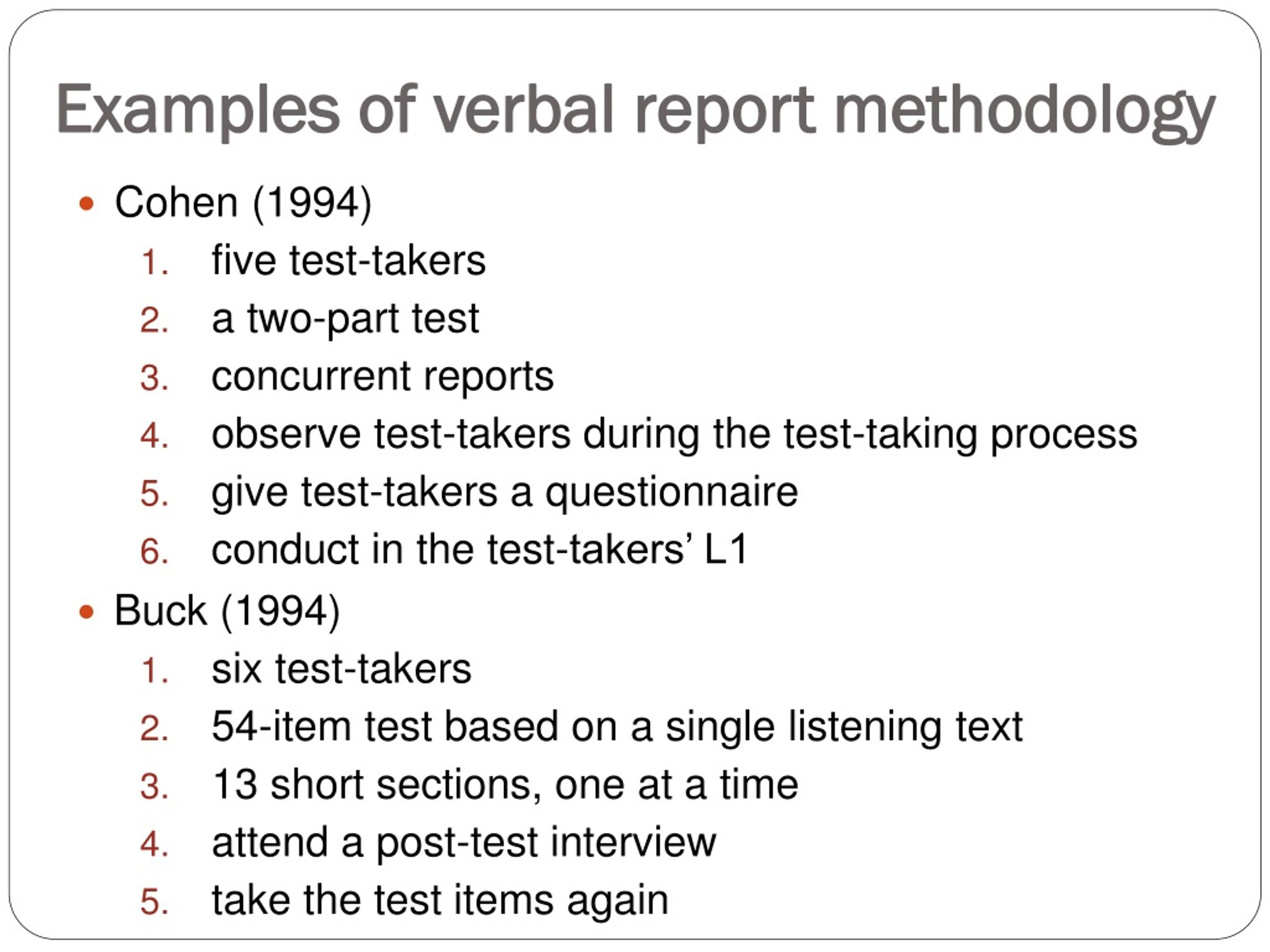 define verbal report in research