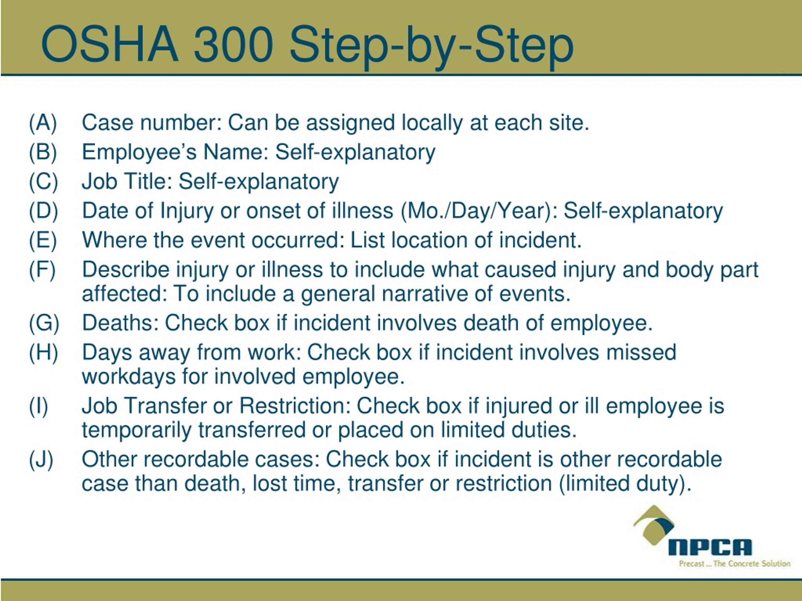 PPT Managing an OSHA 300 Log and Summary Report PowerPoint