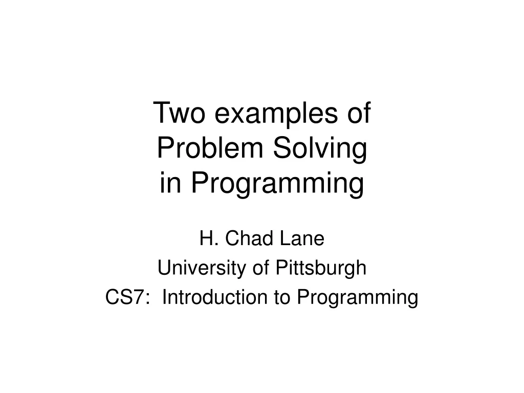 examples of problem solving in programming