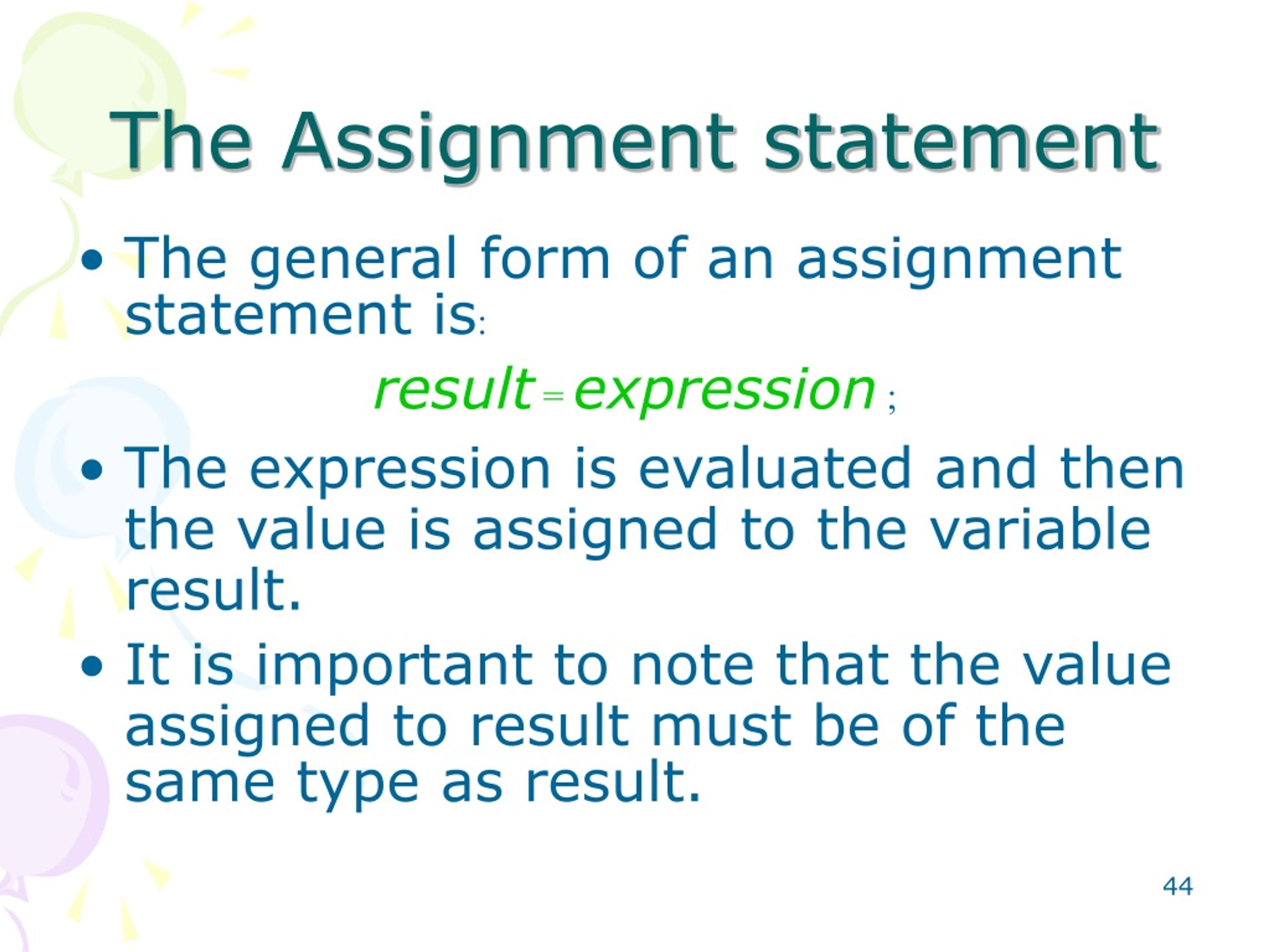 assignment statement definition computer