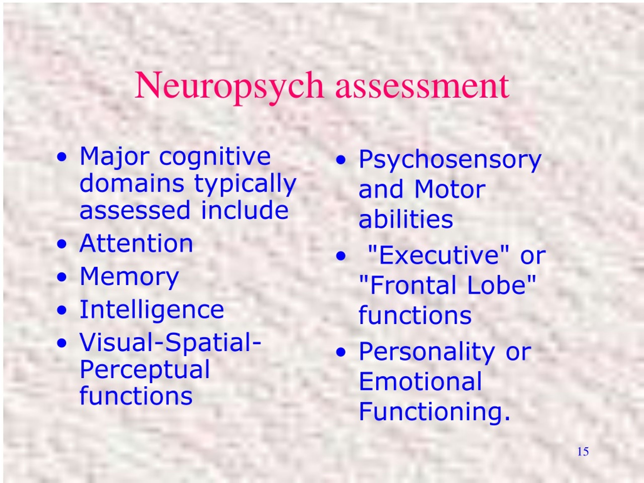 PPT - Neuropsychological Assessment PowerPoint Presentation, Free ...