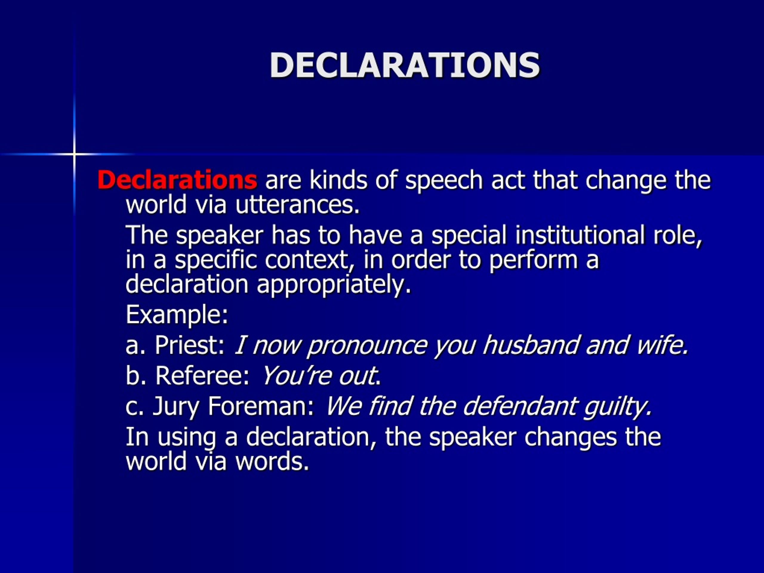 declaration speech act meaning