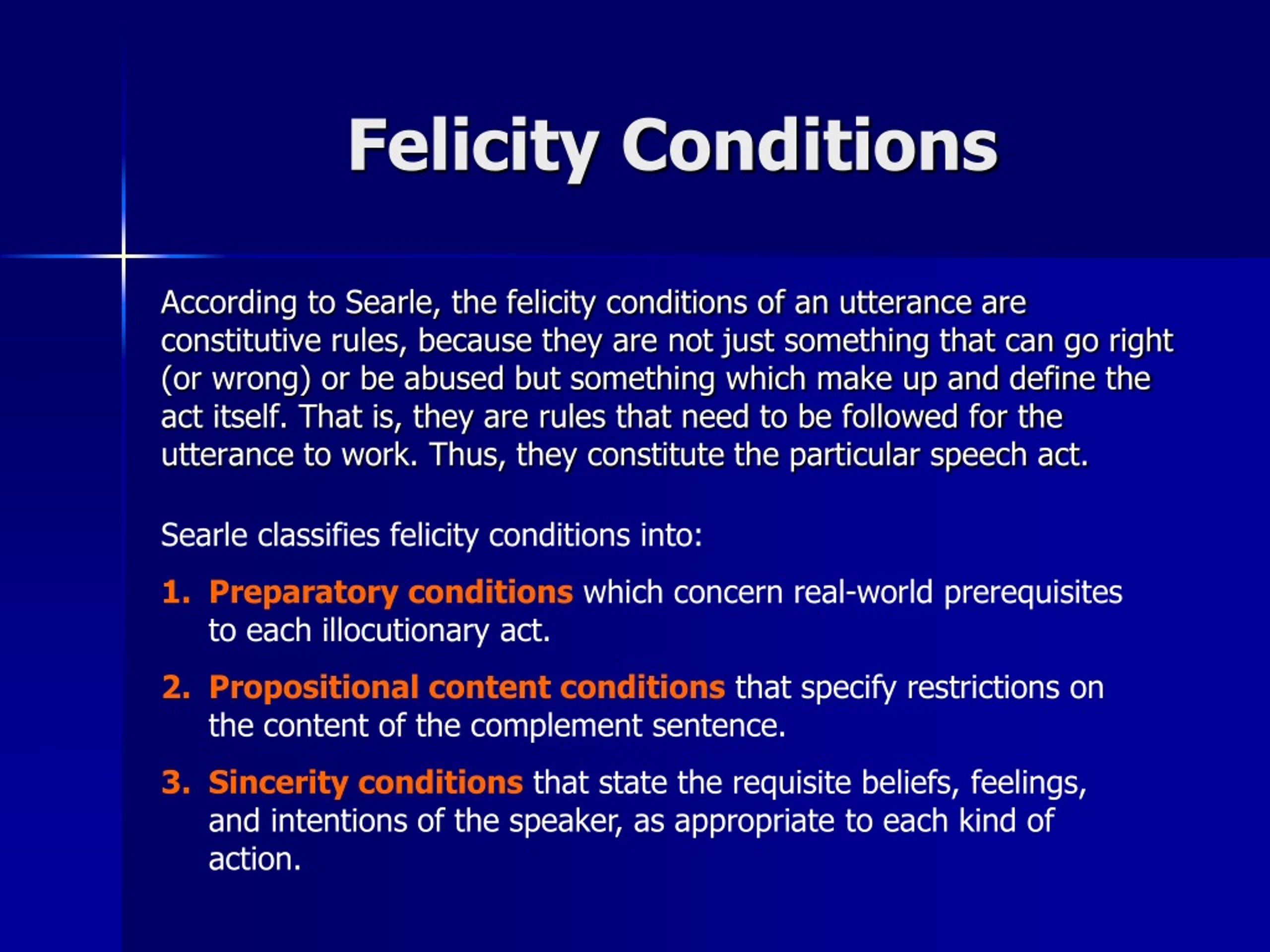 PPT - SPEECH ACT THEORY: Felicity Conditions PowerPoint Presentation ...