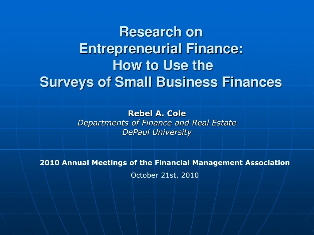 entrepreneurial finance research proposal