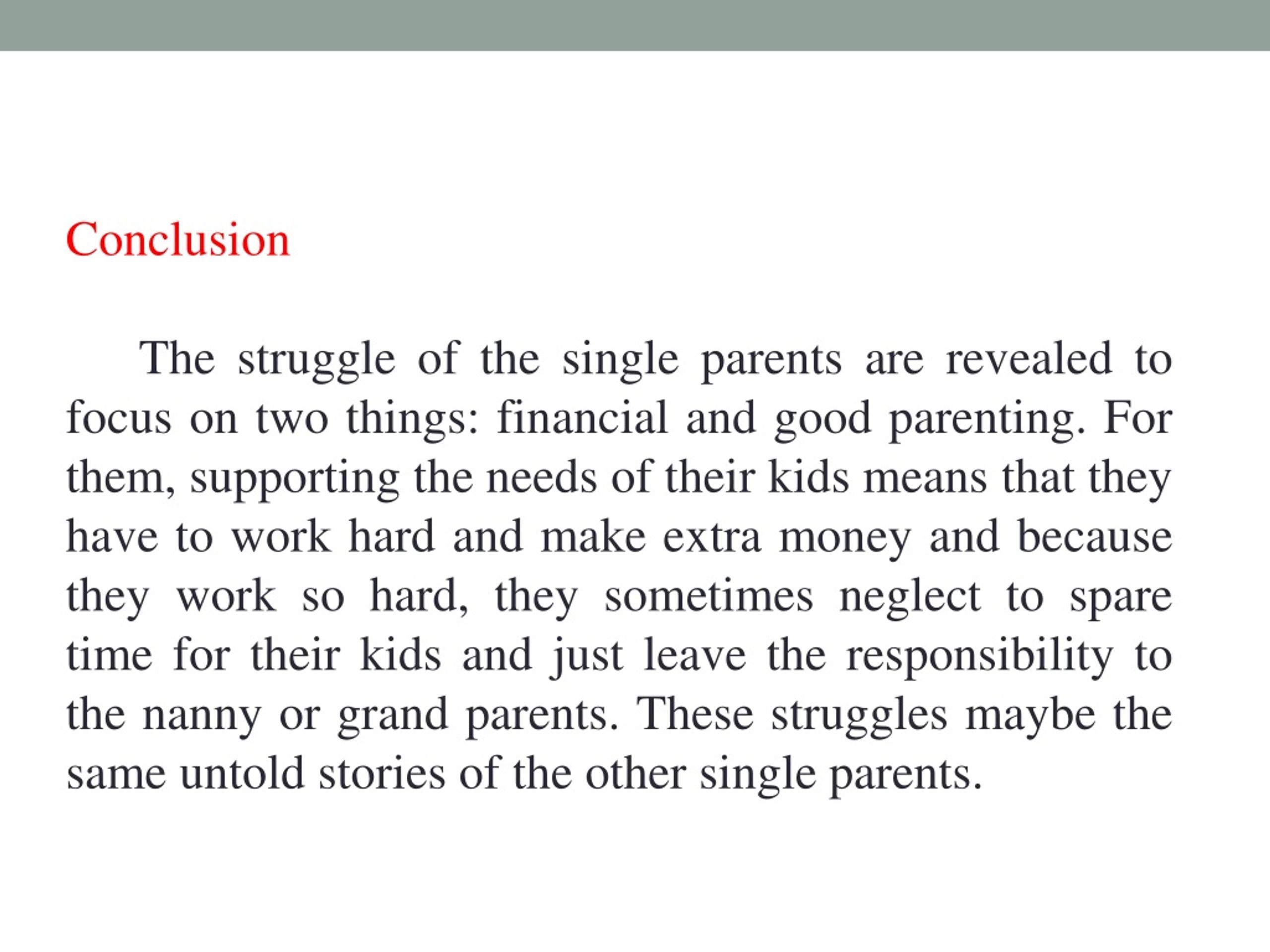 single parent struggle essay conclusion