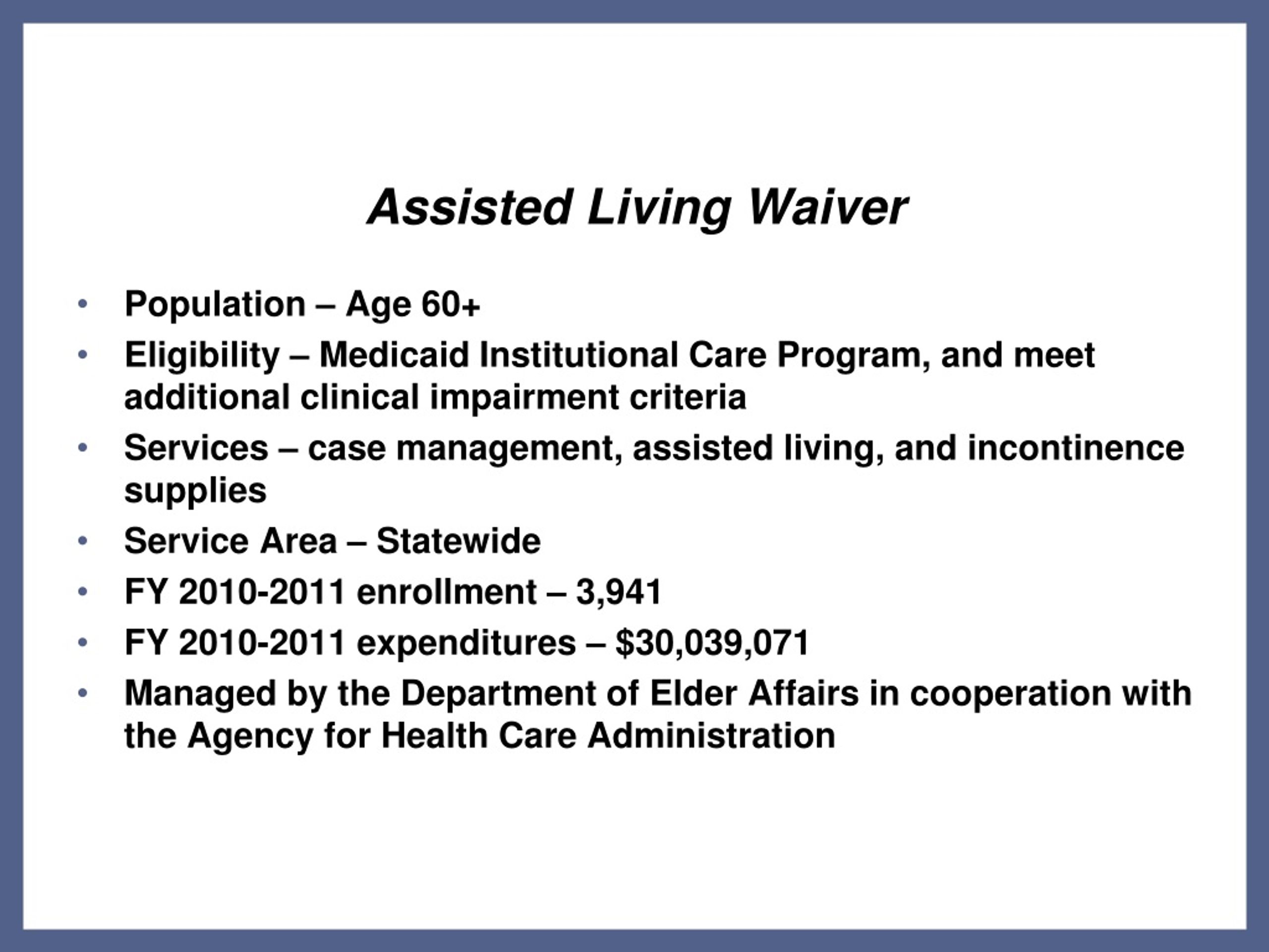 PPT Agency for Health Care Administration Assisted Living Facilities