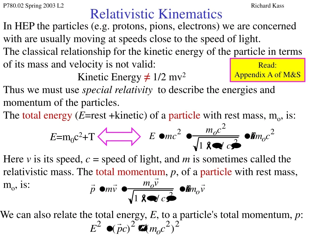 relativistic kinematics n.
