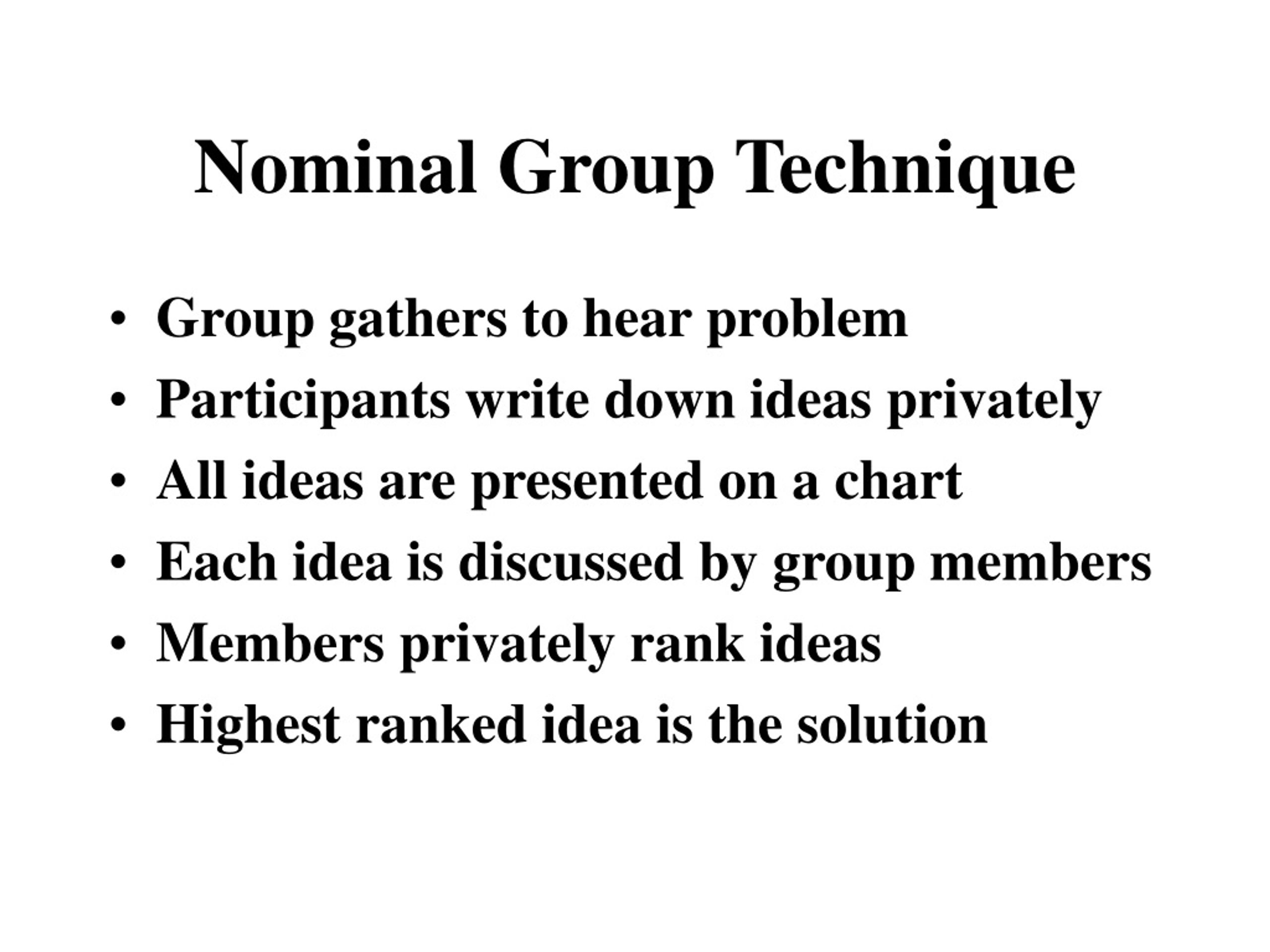 nominal group technique of problem solving