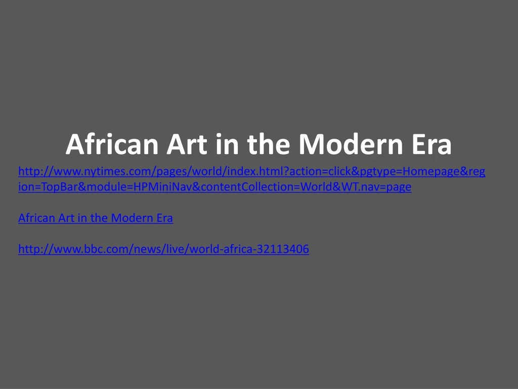 african art in the modern era n.