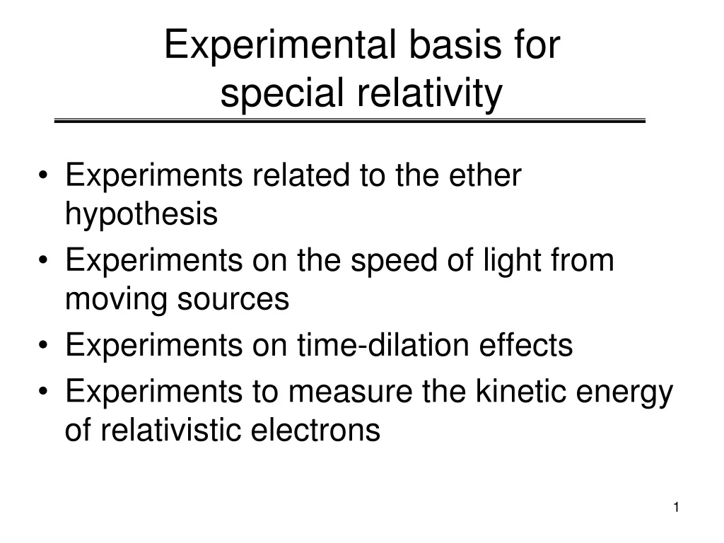 experimental verification of special relativity