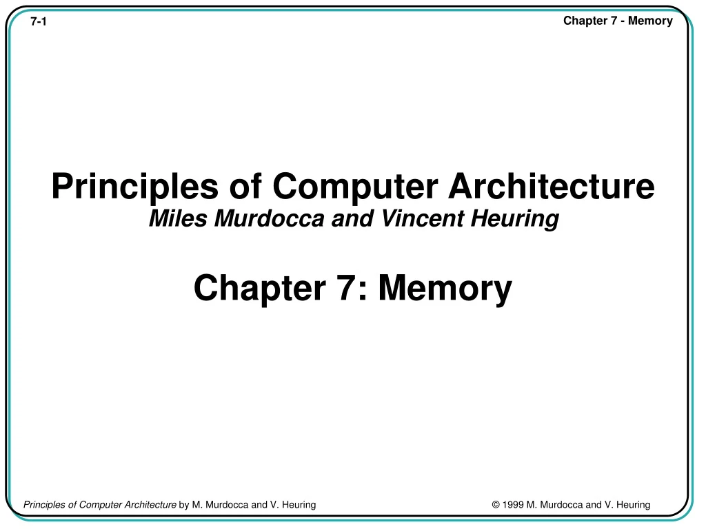 Principles Of Computer Architecture