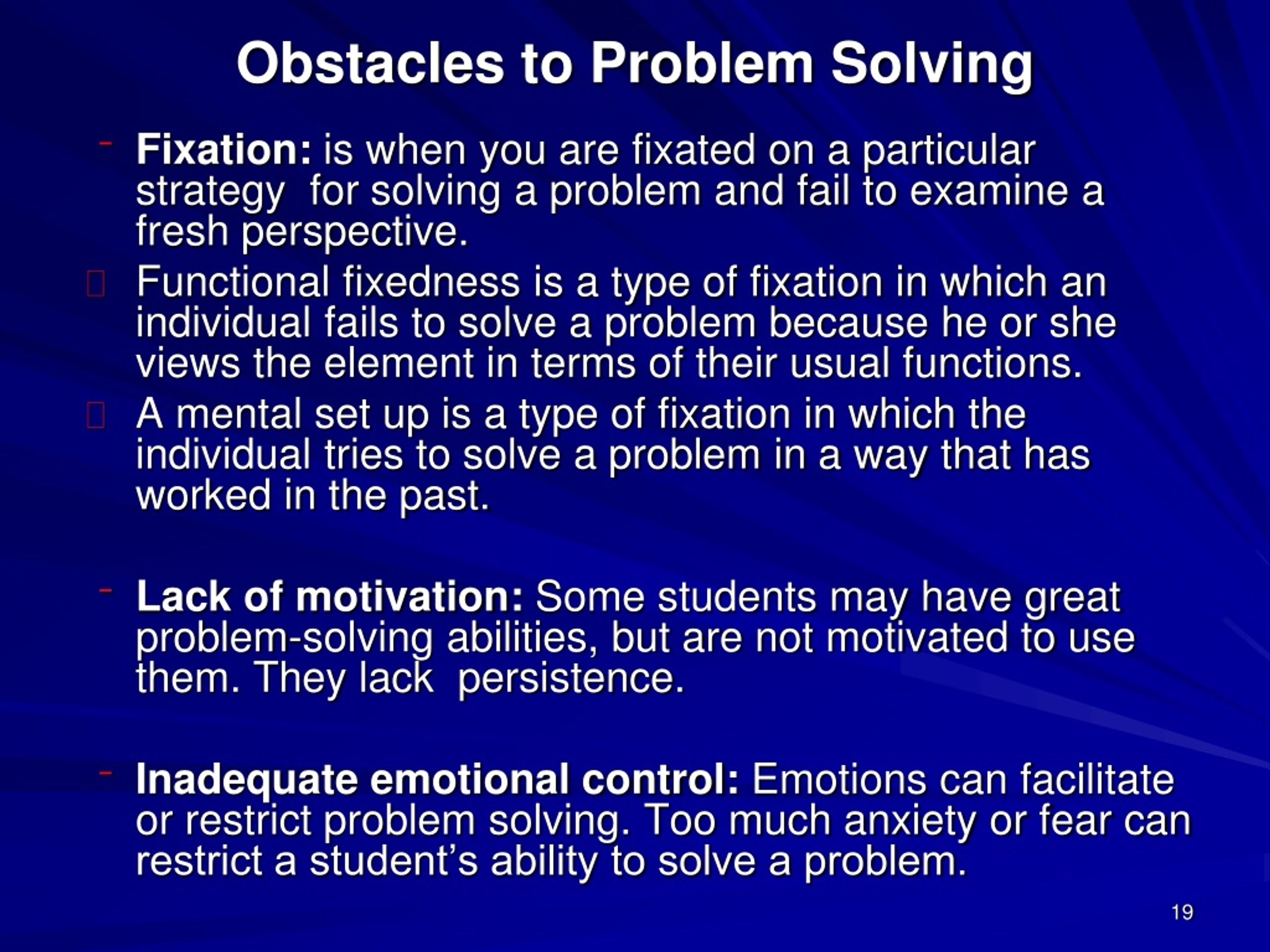 four major obstacles to problem solving