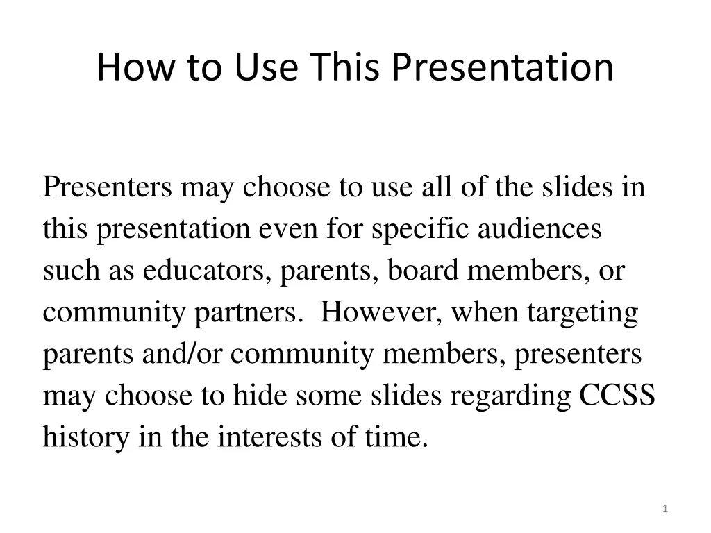 use for presentation