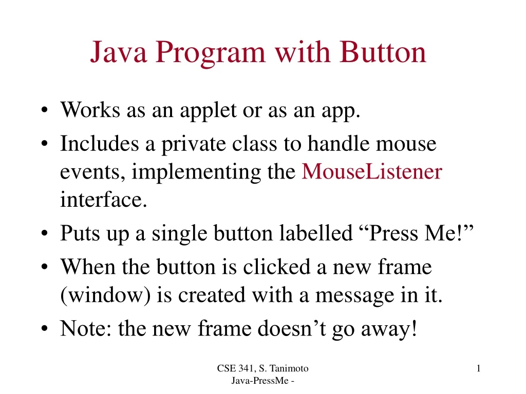PPT - Java Program with Button PowerPoint Presentation, free download ...