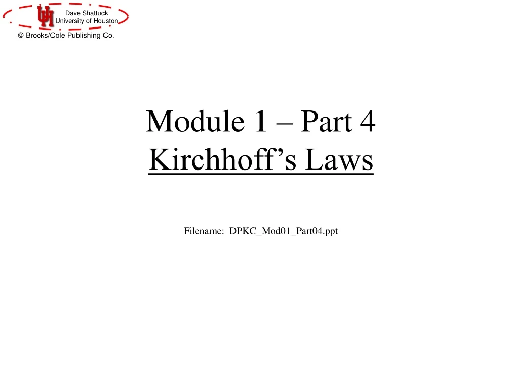 PPT - Module 1 – Part 4 Kirchhoff’s Laws PowerPoint Presentation, Free ...