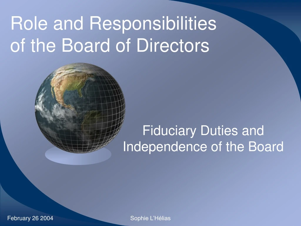 Ppt - Role And Responsibilities Of The Board Of Directors Powerpoint  Presentation - Id:9212618