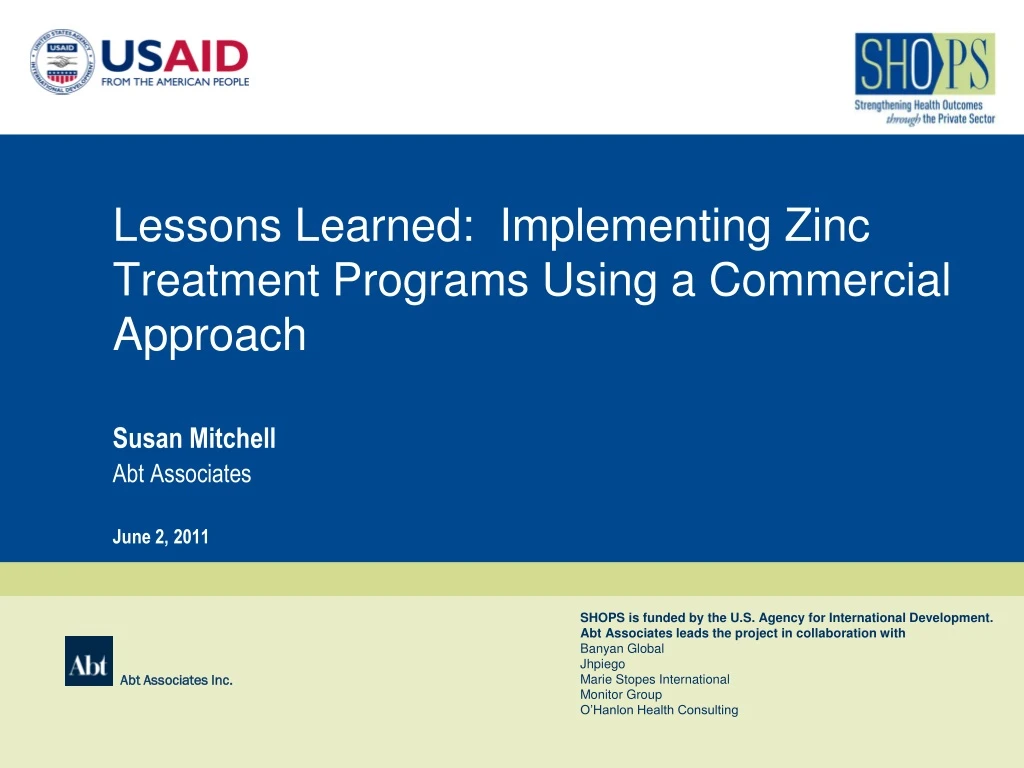 PPT Lessons Learned Implementing Zinc Treatment Programs Using a