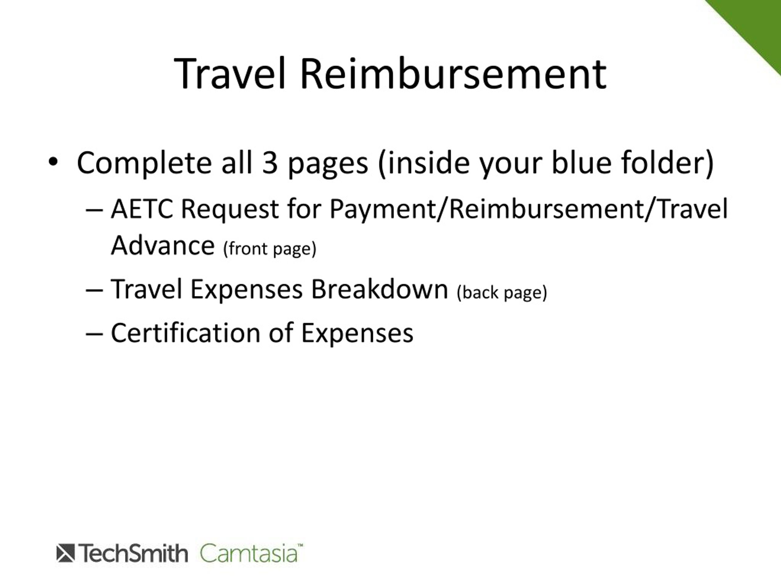 travel and reimbursement guidelines