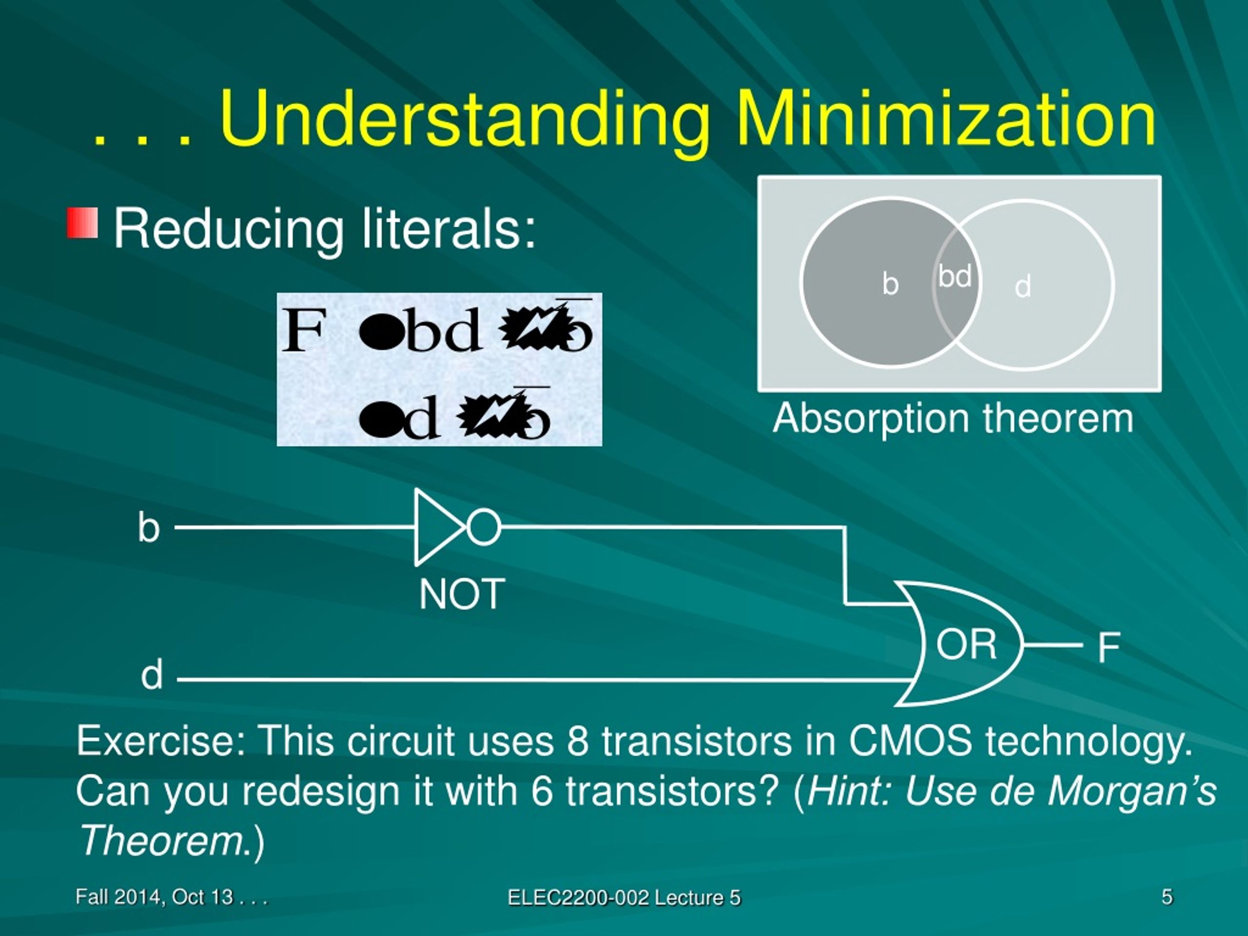 PPT - ELEC 2200-002 Digital Logic Circuits Fall 2014 Logic Minimization ...