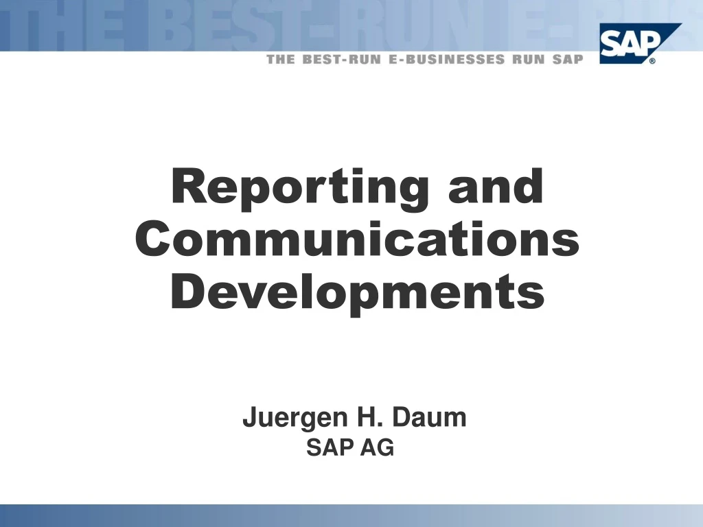 reporting and communications developments n.