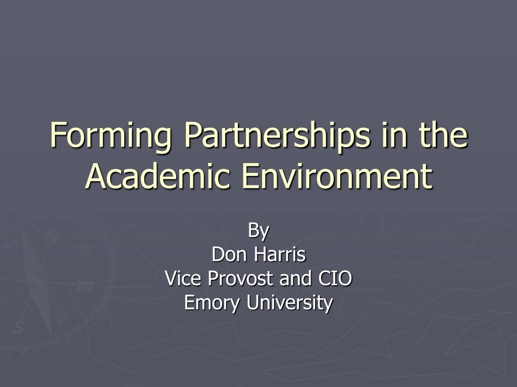 forming partnerships in the academic environment n.