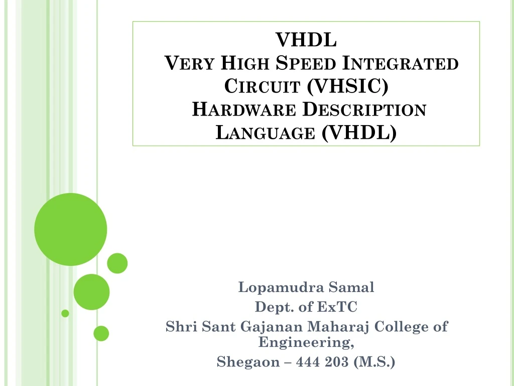 PPT VHDL Very High Speed Integrated Circuit (VHSIC) Hardware