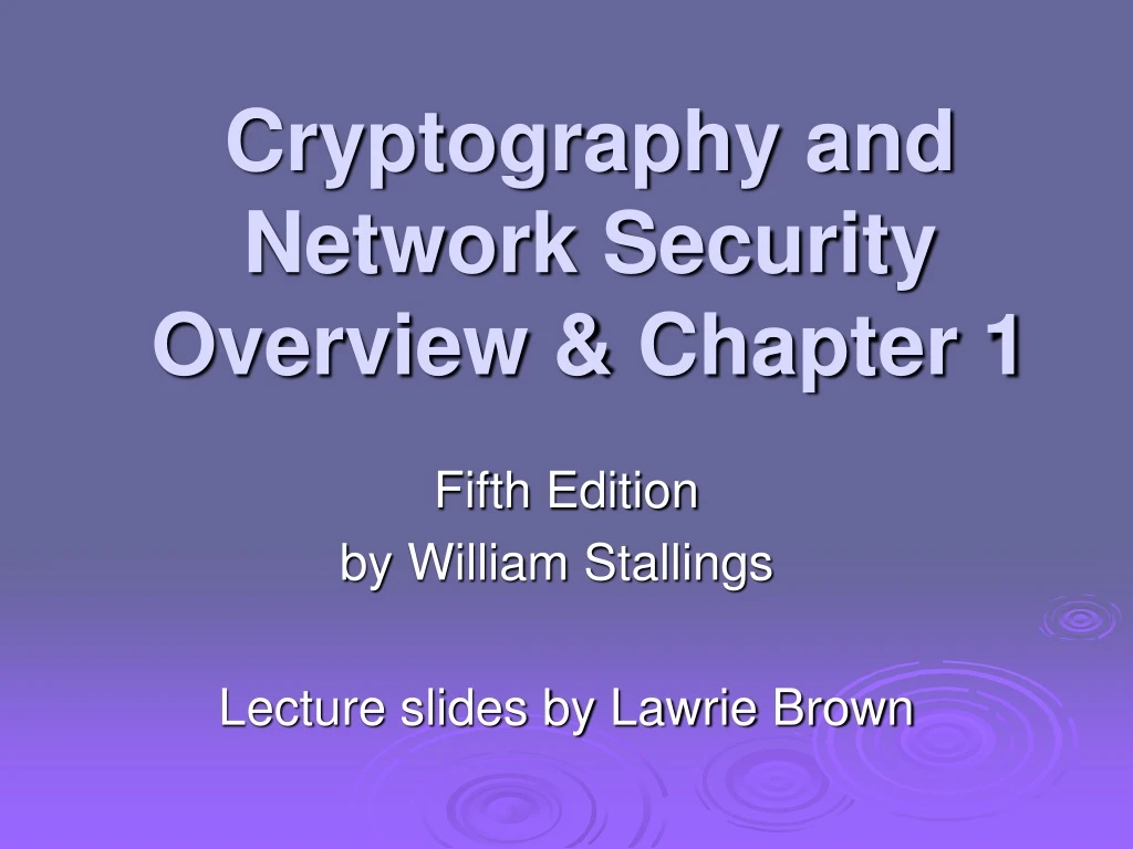 PPT - Cryptography And Network Security Overview & Chapter 1 PowerPoint ...