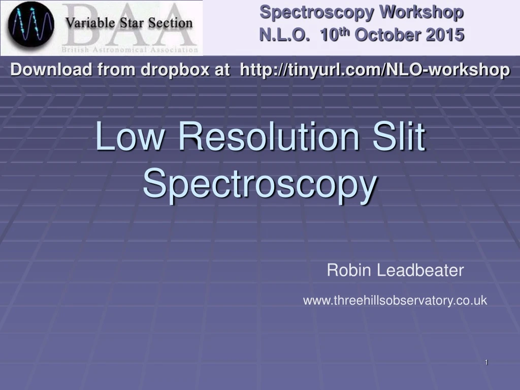 low resolution slit spectroscopy n.