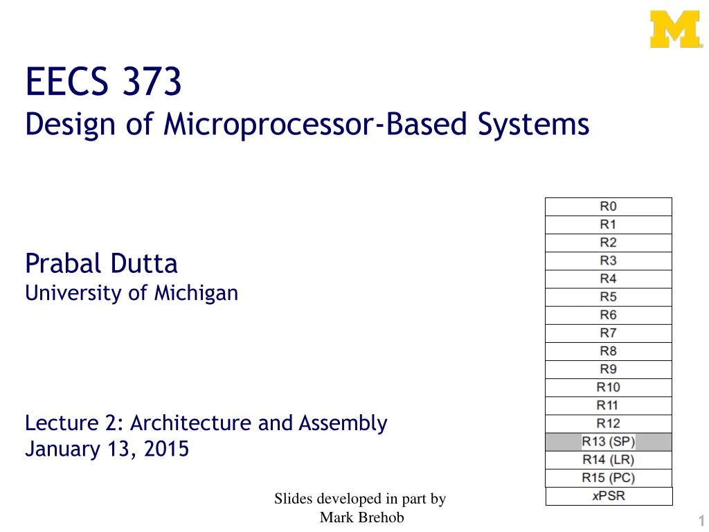 eecs 373 design of microprocessor based systems n.