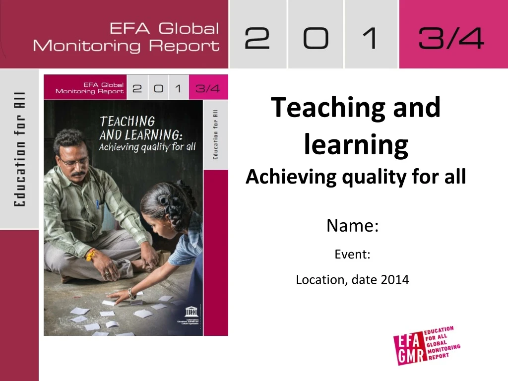 teaching and learning achieving quality for all n.
