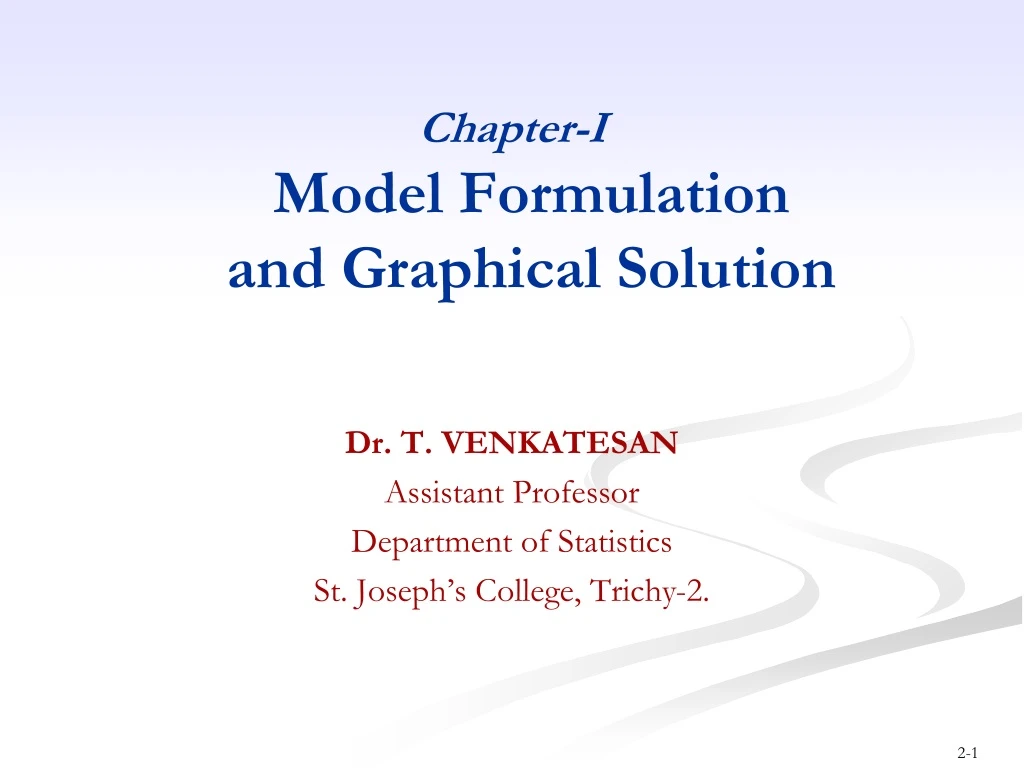 PPT - Chapter-I Model Formulation and Graphical Solution PowerPoint ...