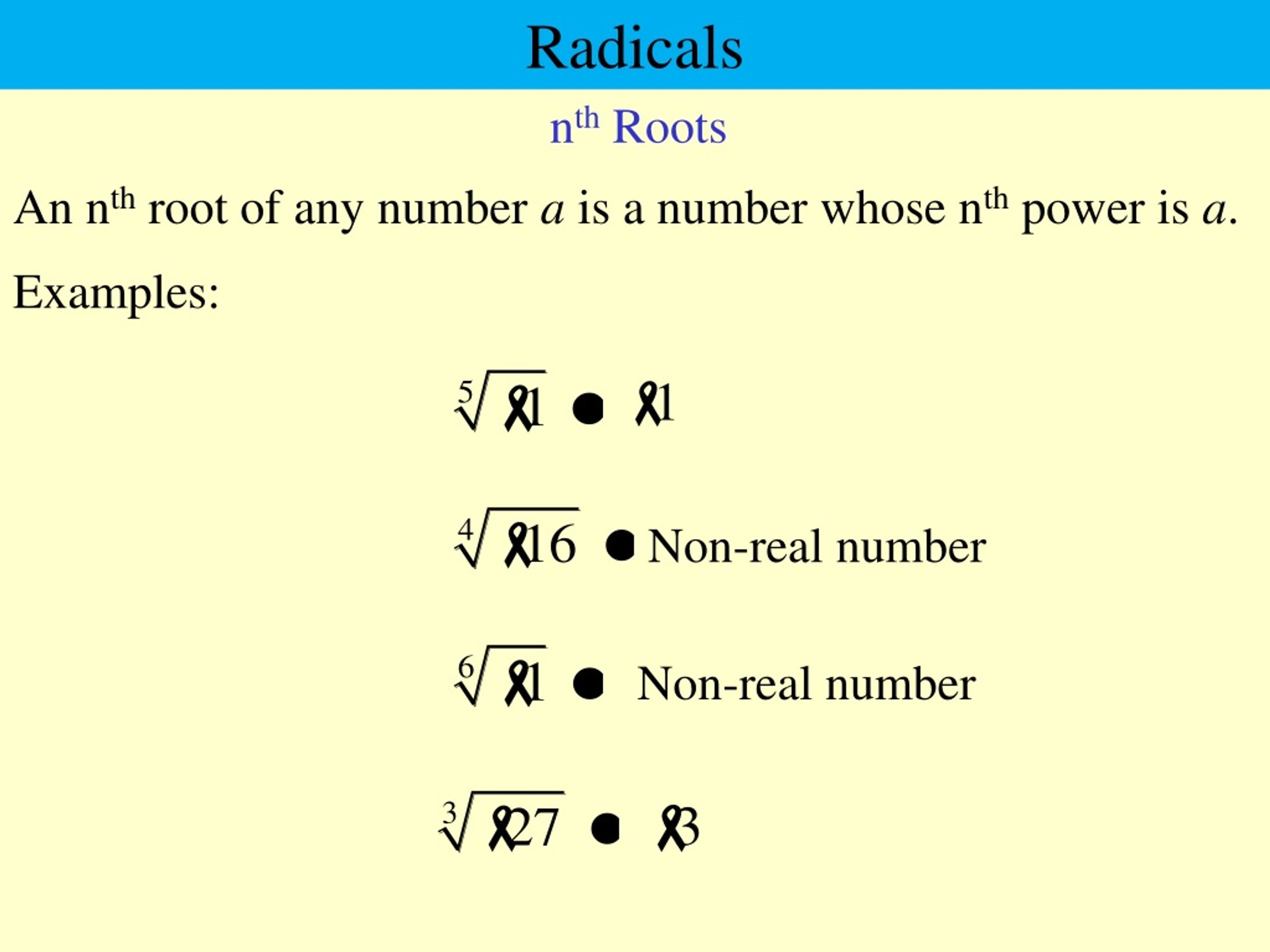 examples of non real number