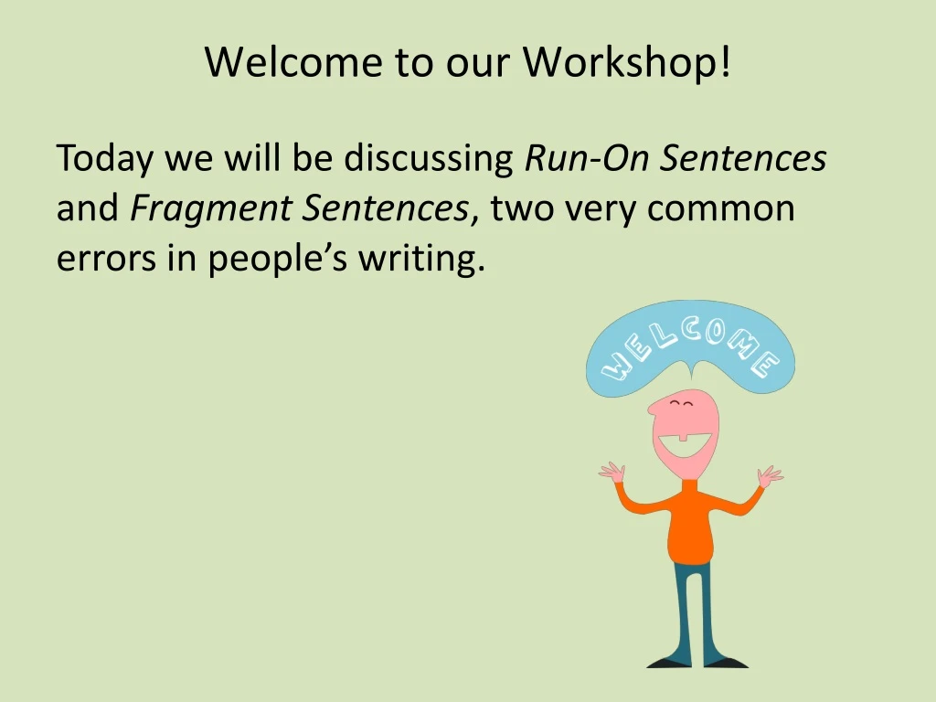 welcome to our workshop n.