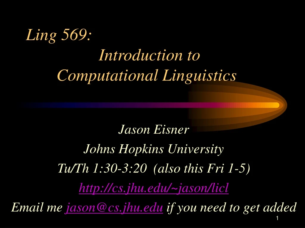 ling 569 introduction to computational linguistics n.