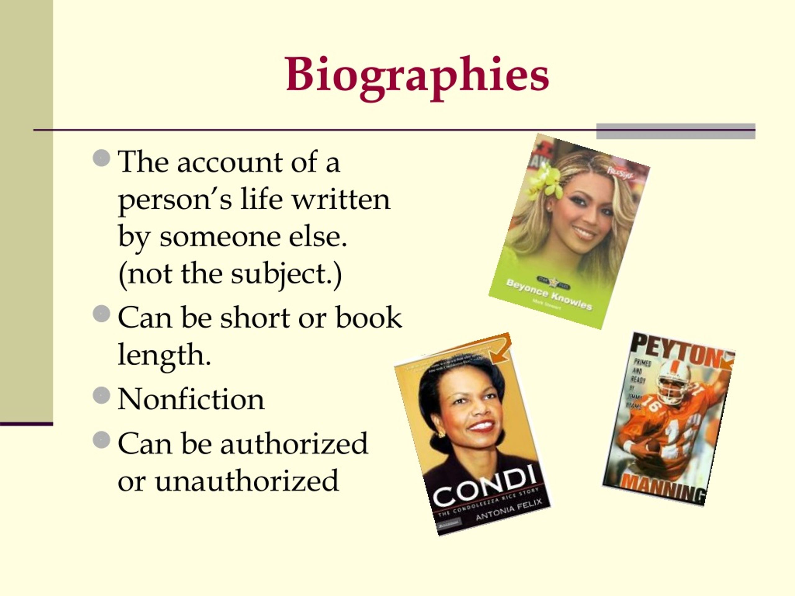 biography genre features