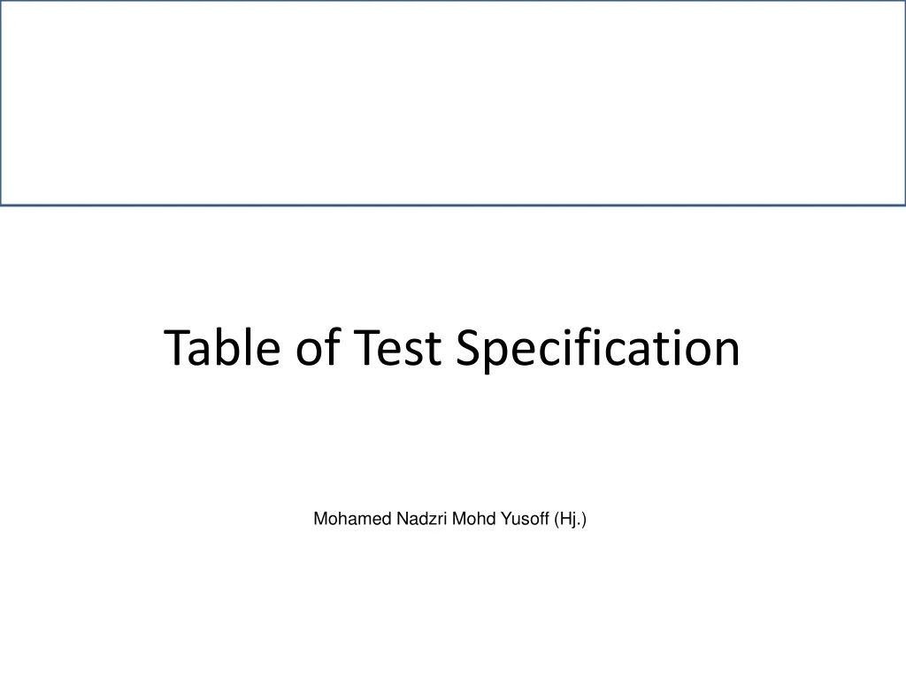 PPT - Table Of Test Specification PowerPoint Presentation, Free ...