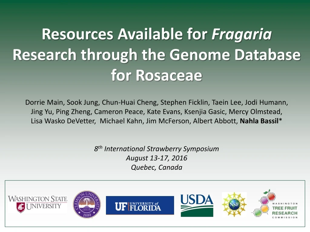 resources available for fragaria research through n.