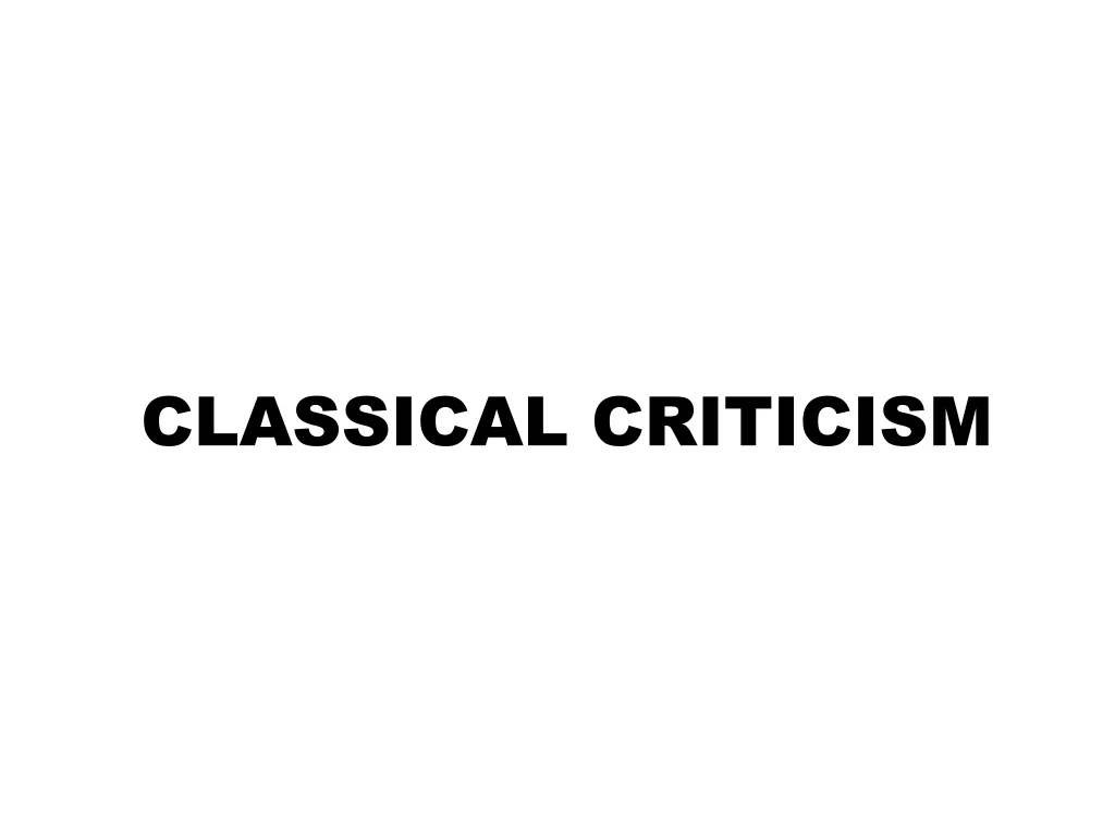 classical criticism n.