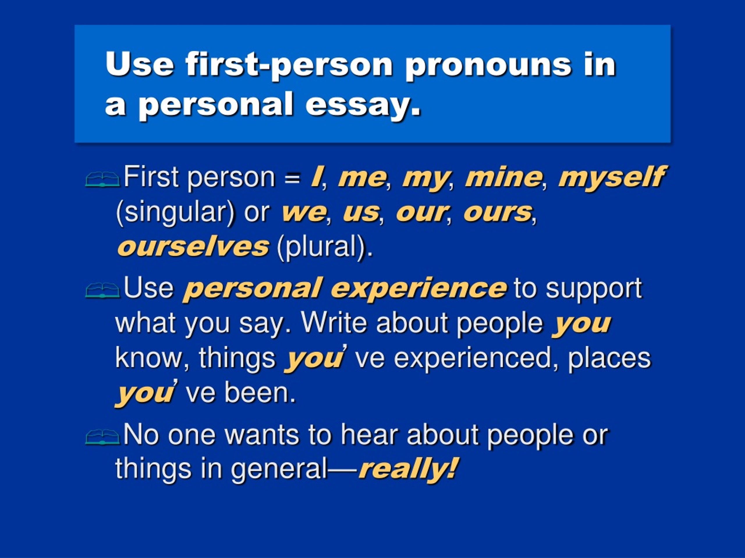 first person pronouns essay