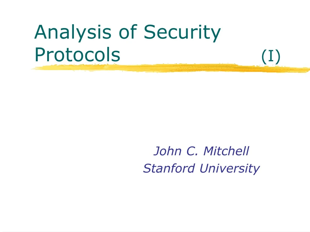 analysis of security protocols i n.